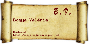 Bogya Valéria névjegykártya